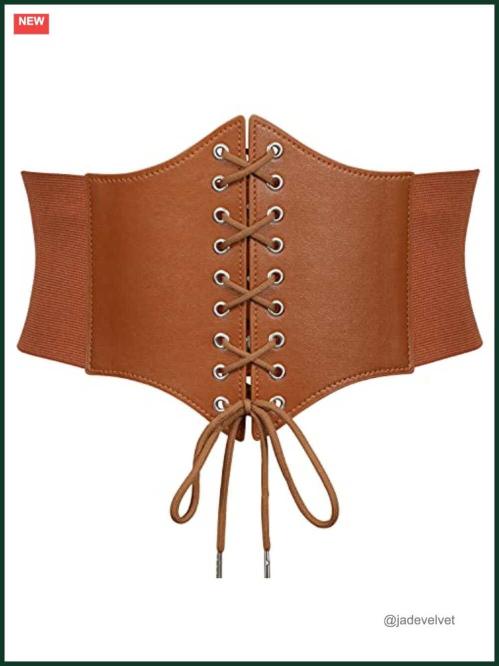 Wide Elastic Renaissance Corset Belt PU Leather Front Lace-Up Waspie Costume